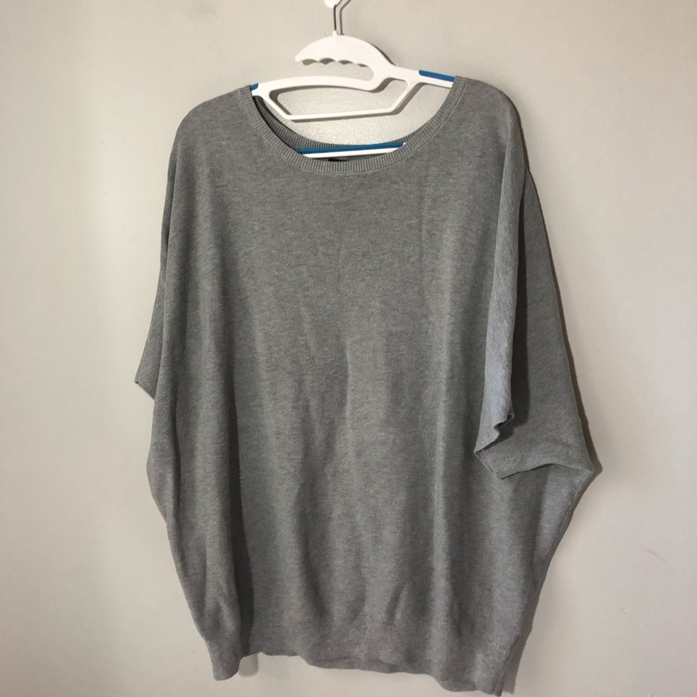 Quince lightweight cotton cashmere link stitch dolman sweater Heather grey XL - Picture 2 of 11